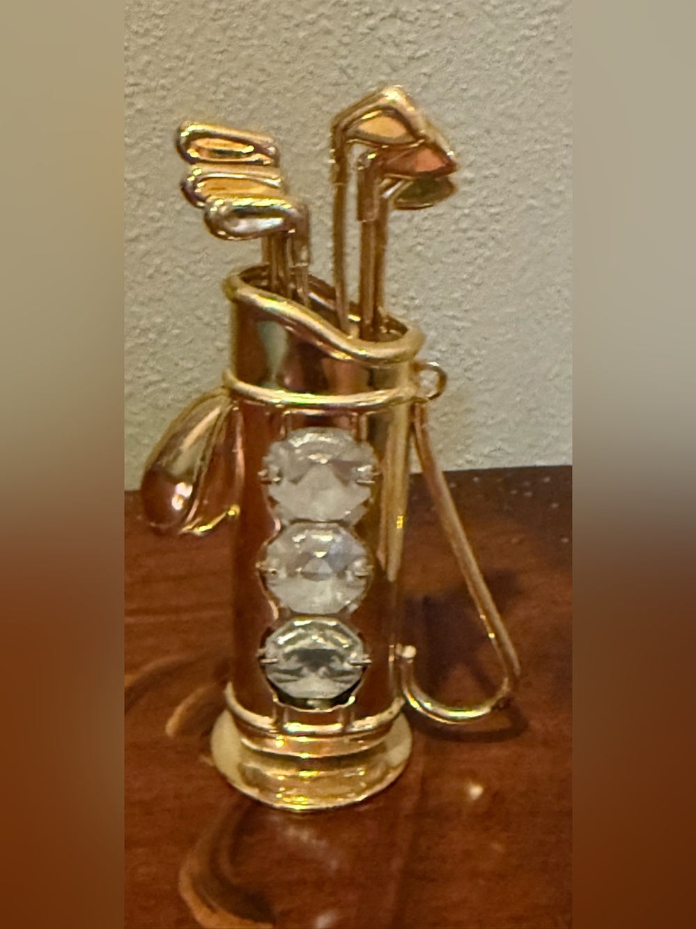 Vintage Mascot USA 24K Gold Plated Crystal Golf Bag Figurine